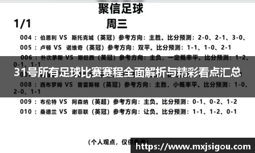 31号所有足球比赛赛程全面解析与精彩看点汇总